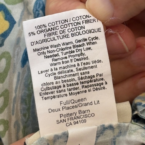 Pottery Barn Rosalie Queen Duvet & 2 Euro Shams Paisley Aqua Blue Yellow Green - Picture 11 of 13